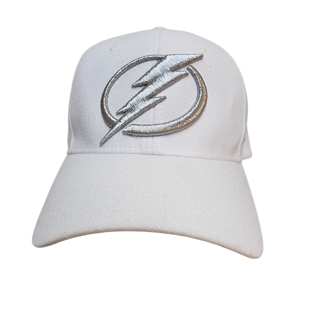 Tampa Bay Lightning Zephyr Stretch Fitted Cap Hat Size Small White & Silver